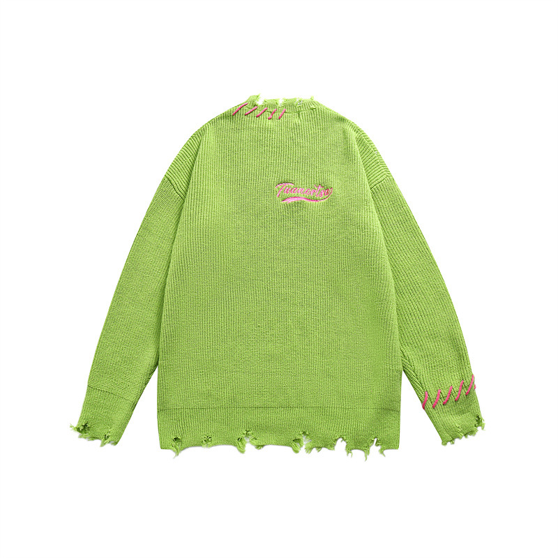 Oversized Long Sleeve Color Block Workwear Sweater