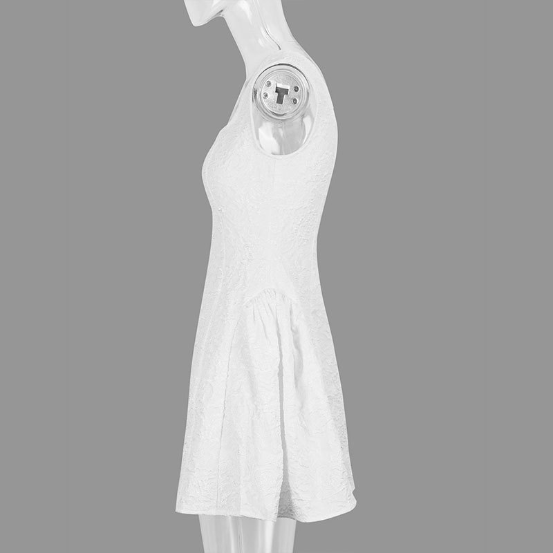 Polyester Sleeveless Tie Neck Bodycon Mini Dress
