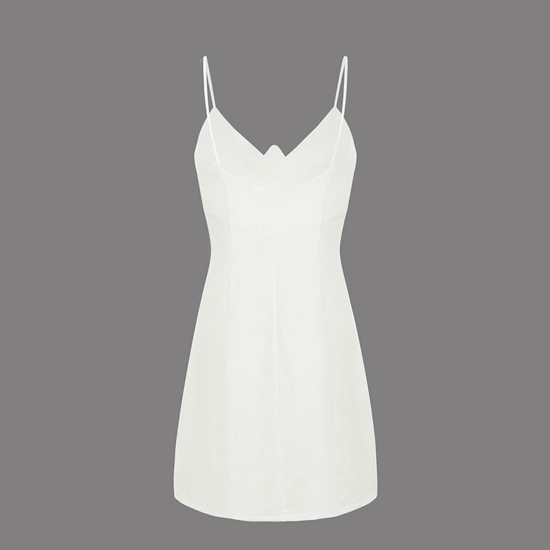 Sleeveless Polyester Plain Fitted Open Rear Dress