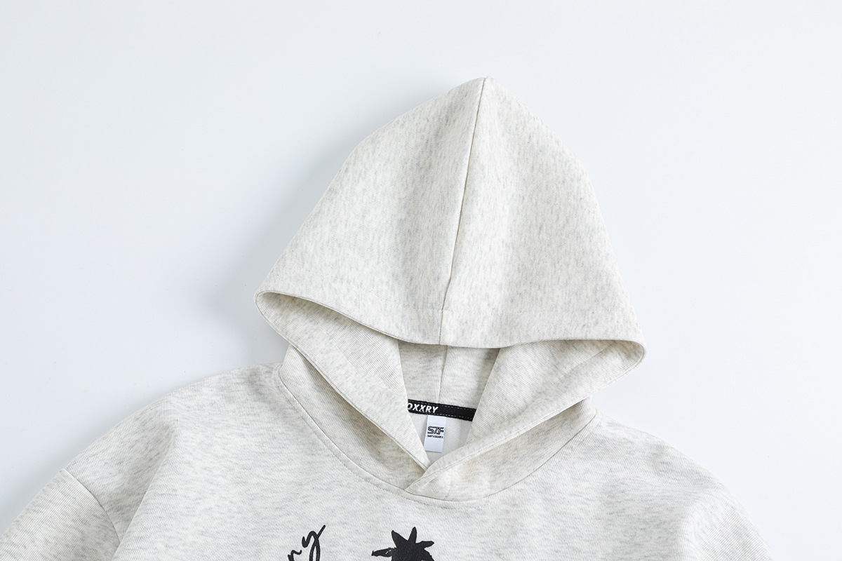 Long Sleeve Playful Stitching Vintage Cotton Hoodie