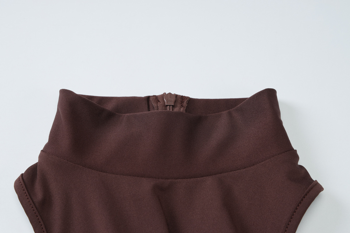 Solid Crew Armless Sash Split Dress