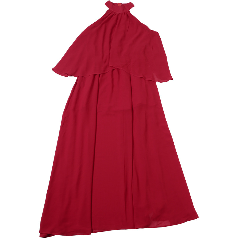 Sleeveless Scarlet Tie Neck Long Dress