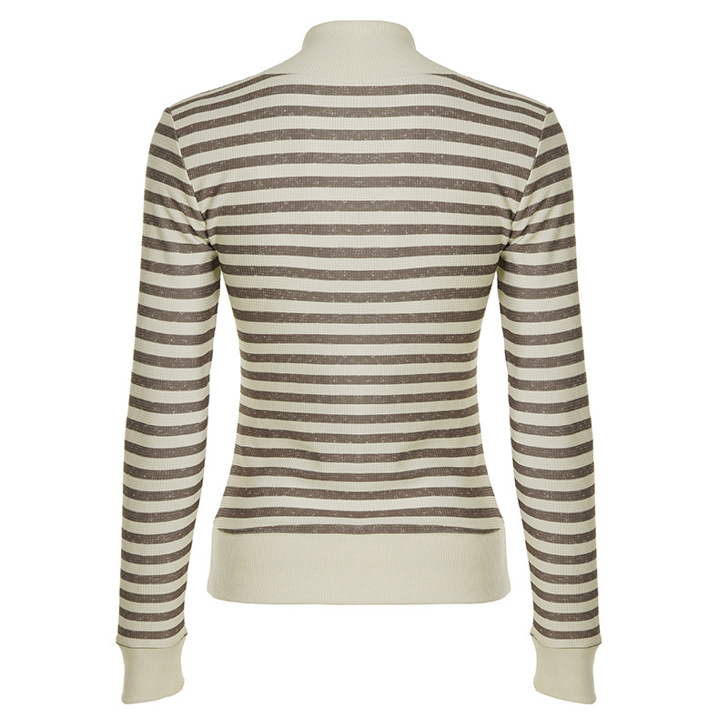 Fitted Urban Contrast Bands Waffle Sweater