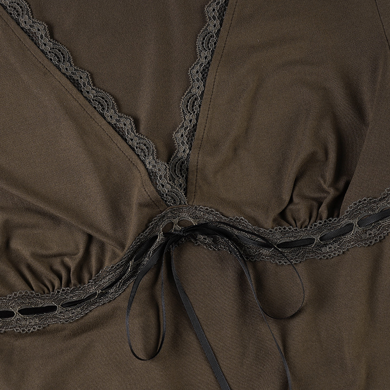 Brushed Milk Silk Cinched Plunging Top
