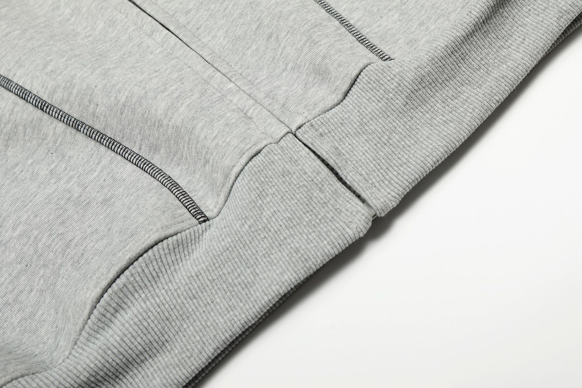 Oversized Streetwear Solid Cotton Zippered Raw Edge Hoodie