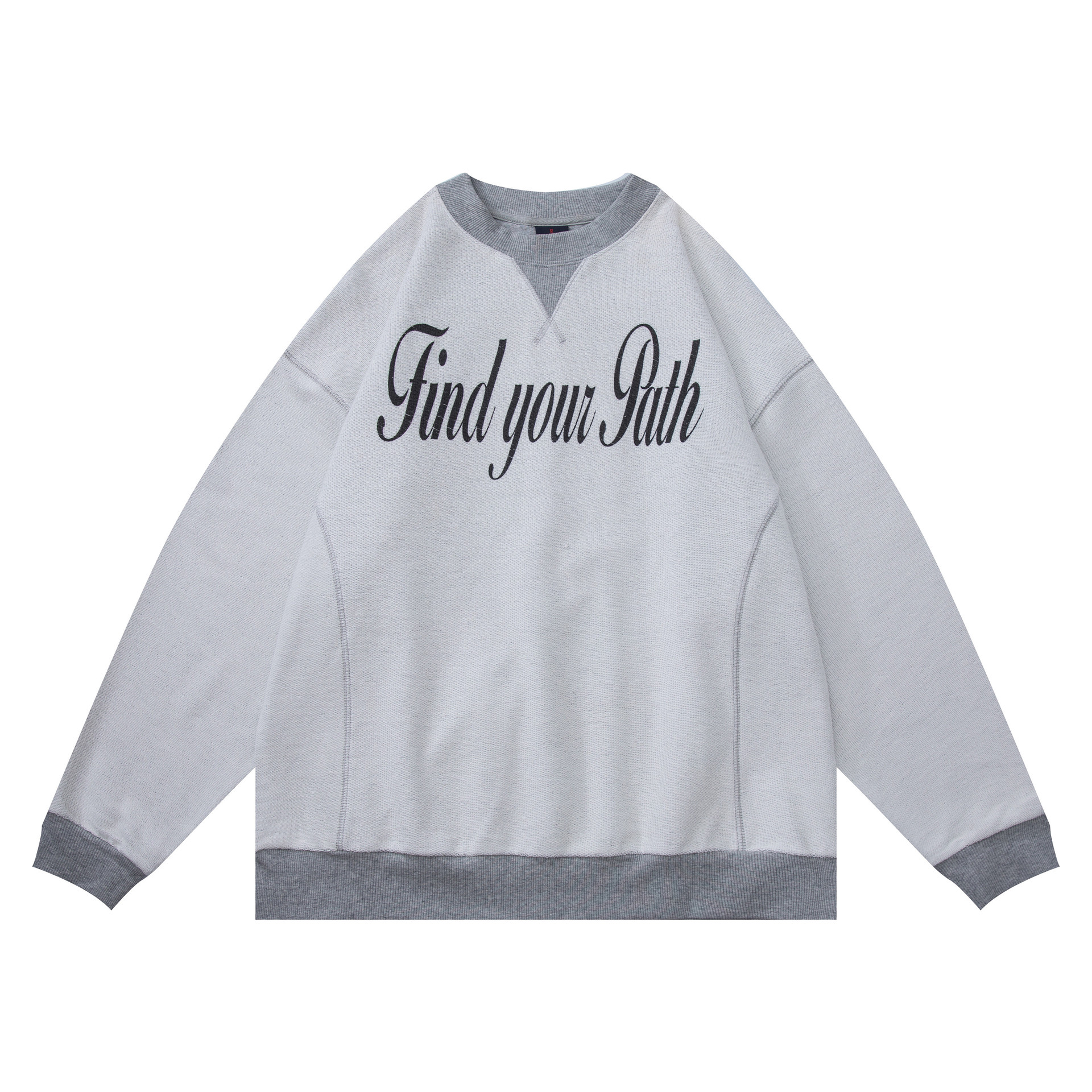 Oversized Contrast Panel Inverted Cotton Blend Graphic Hoodie