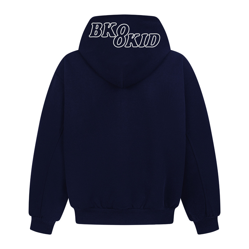 Street Relaxed Fit Zip-Up Letter Print Hoodie