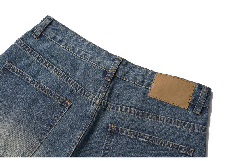 Distressed Denim Wide Leg Pants Loose Fit Long Trousers