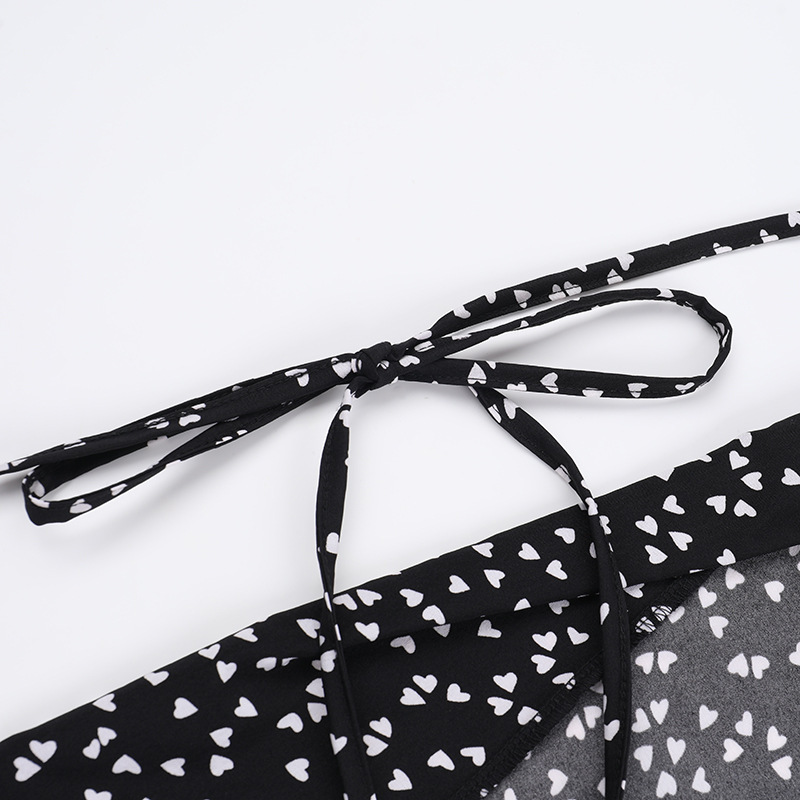 Square Neck Sleeveless Dot Print Open Back Dress