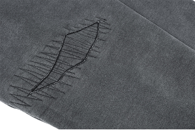 Distressed Loose Fit Cotton Crest Crewneck Hoodie