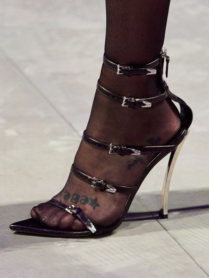 High Heeled Pointed Roman Sandals, Satin Sheepskin Buckle, Womens Oversized Shoes