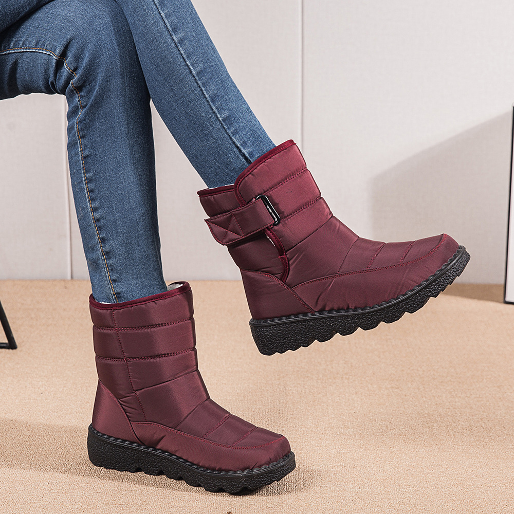 Winter New Snow Boots Women's High Top Waterproof Cotton Shoes Casual Short Tube Plush Plus Large Cotton Boots 43 Amazon