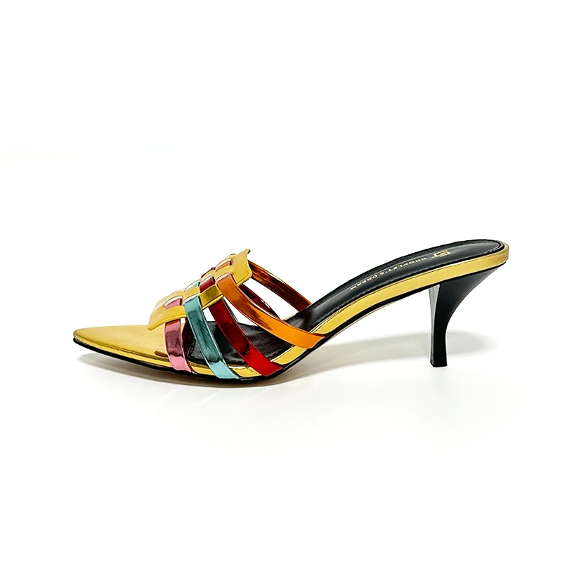 Summer New Women's High Heels Plus Size 35-44 Elegant Party Shoes Wedding Shoes Pointed Open Toe Sexy Women's Slippers