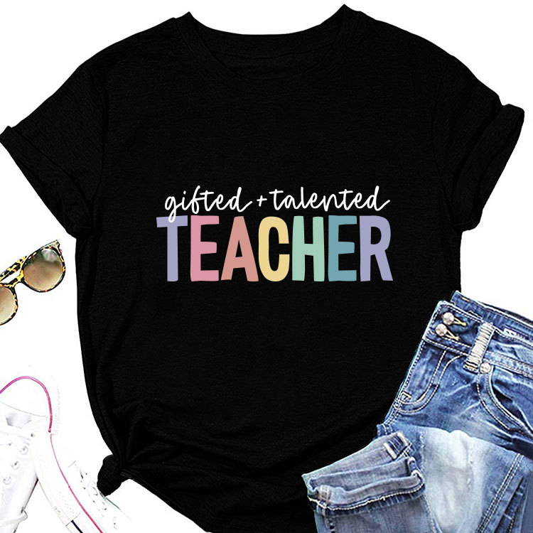 Ladies Geometric Print Crew Neck T-shirt
