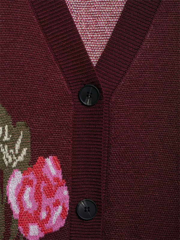 Ladies Crew Neck Polyester Button Front Cardigan