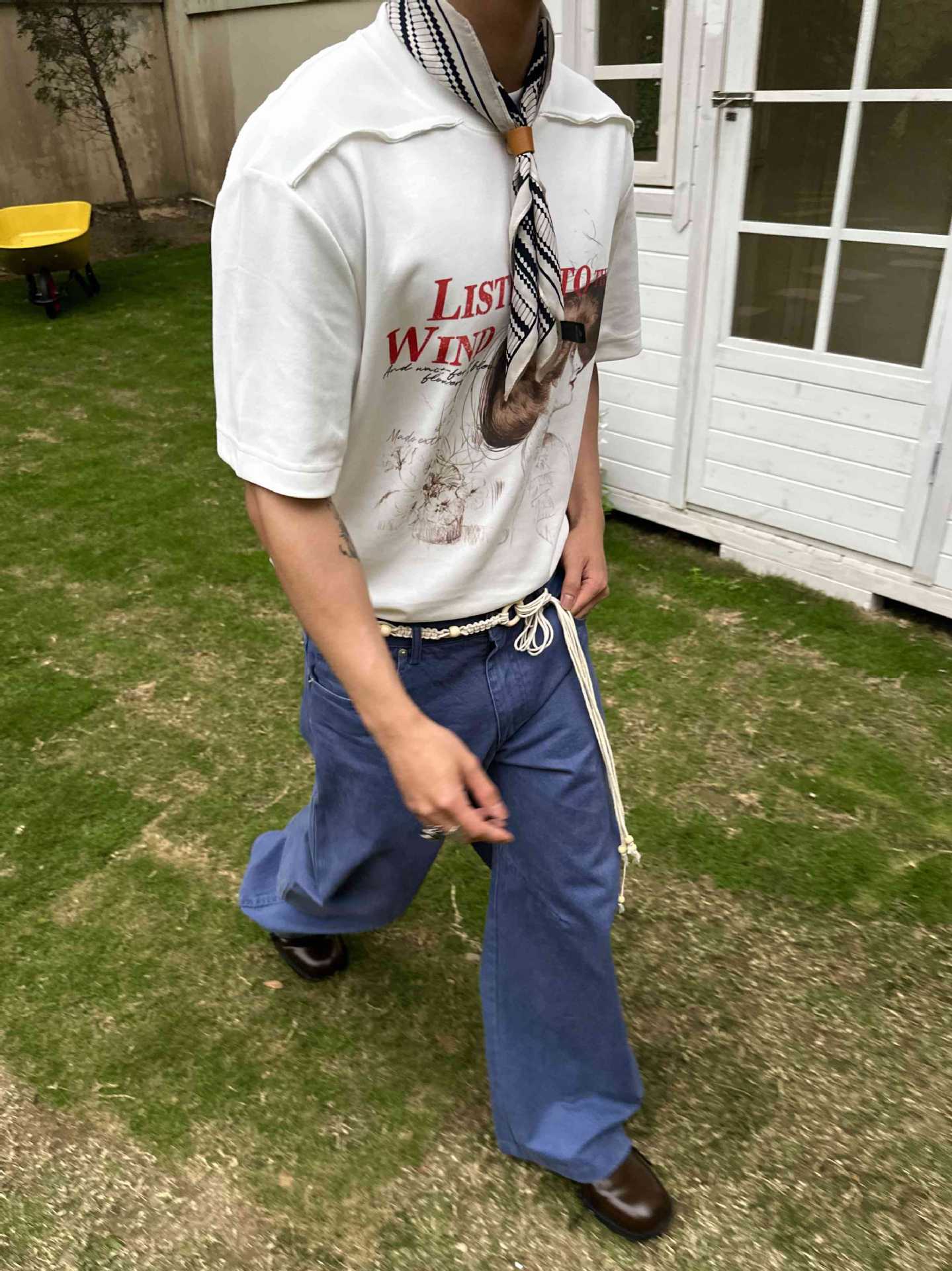 Vintage Washed Blue Baggy Loose Casual Pants