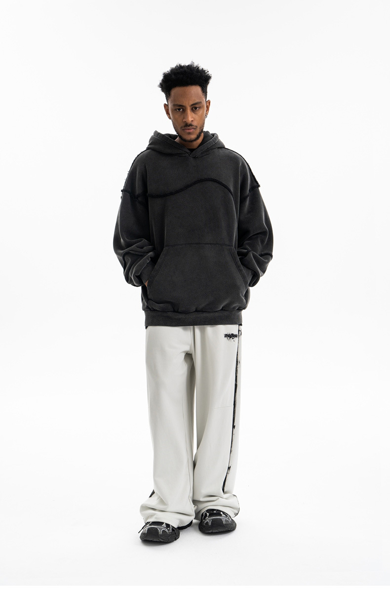 Cotton Paneled Exposed Seam Hoodie
