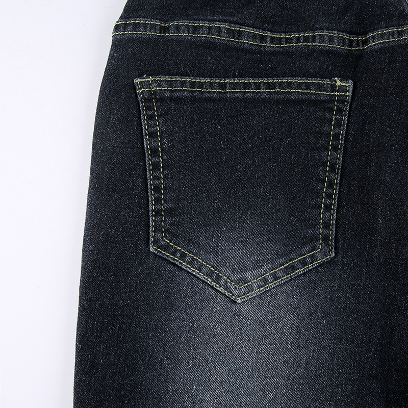 Retro blue low waisted straight leg casual pants