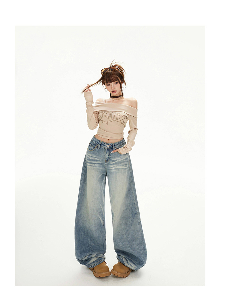 Women's Wide-Leg Jeans Female Spicy Girl Slimming Loose Straight Tube Floor-Length Pants