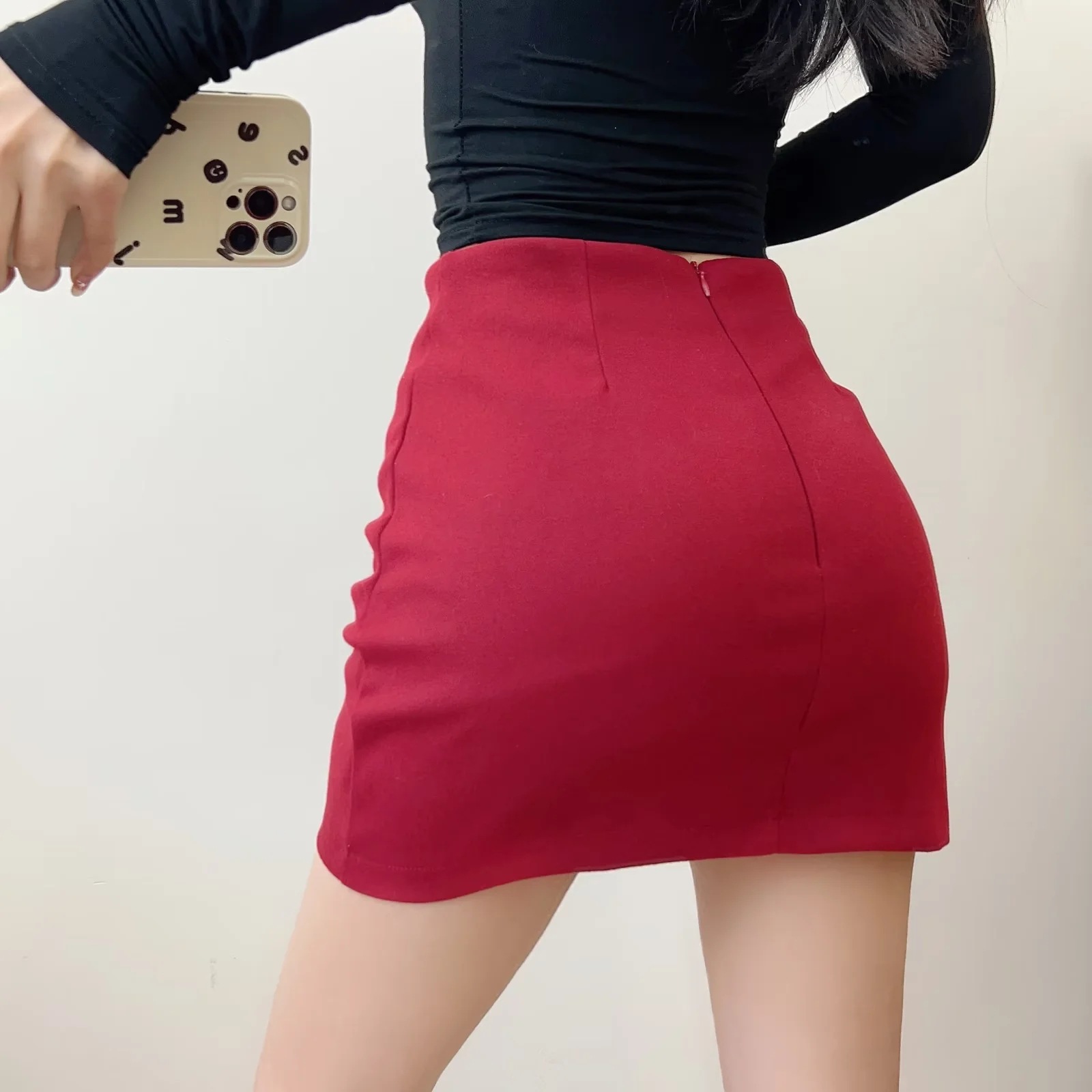 Asymmetrical Unprinted Cotton Blend Streetwear Skirt
