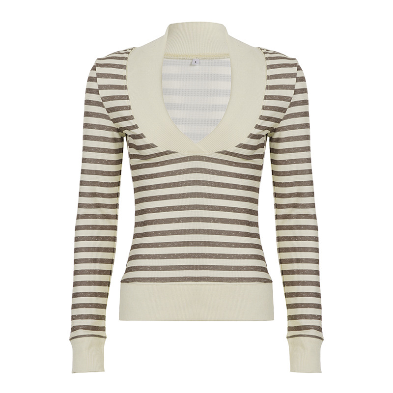 Fitted Urban Contrast Bands Waffle Sweater