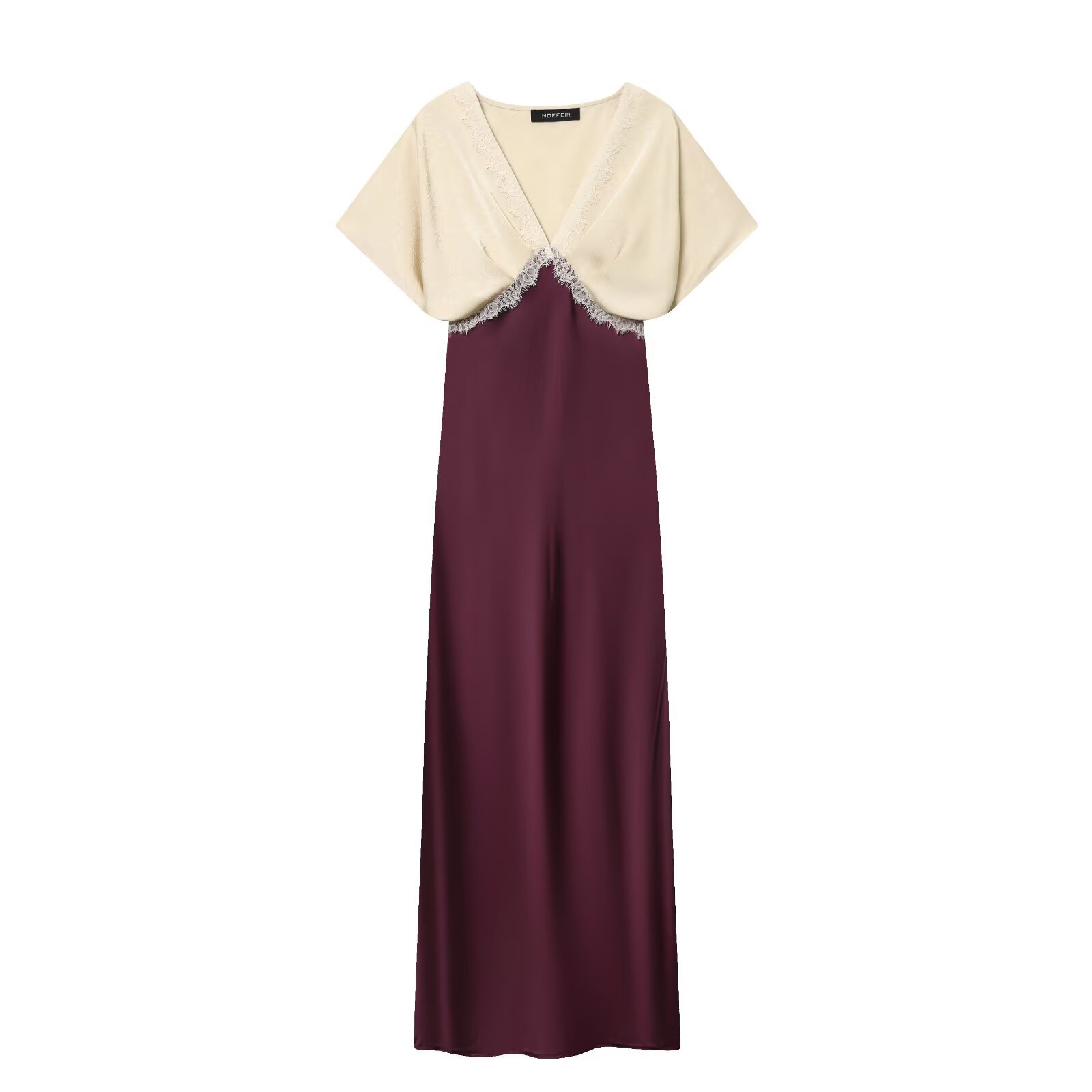 Mock-Neck Cap-Sleeve Color-Block High-Waisted Step-Hem Dress