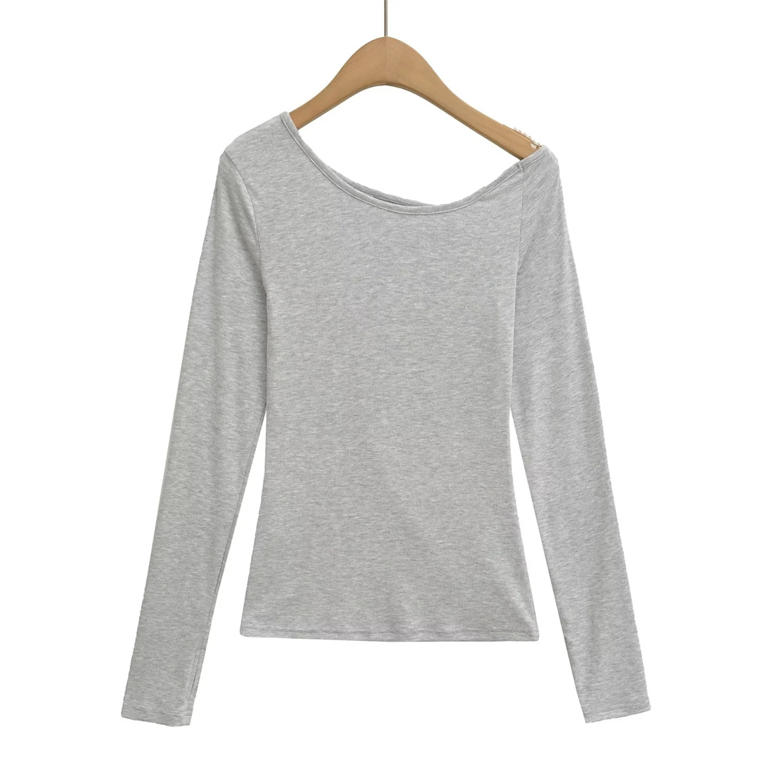Ladies Daring Wrist-Length Bardot Keyhole T-Shirt