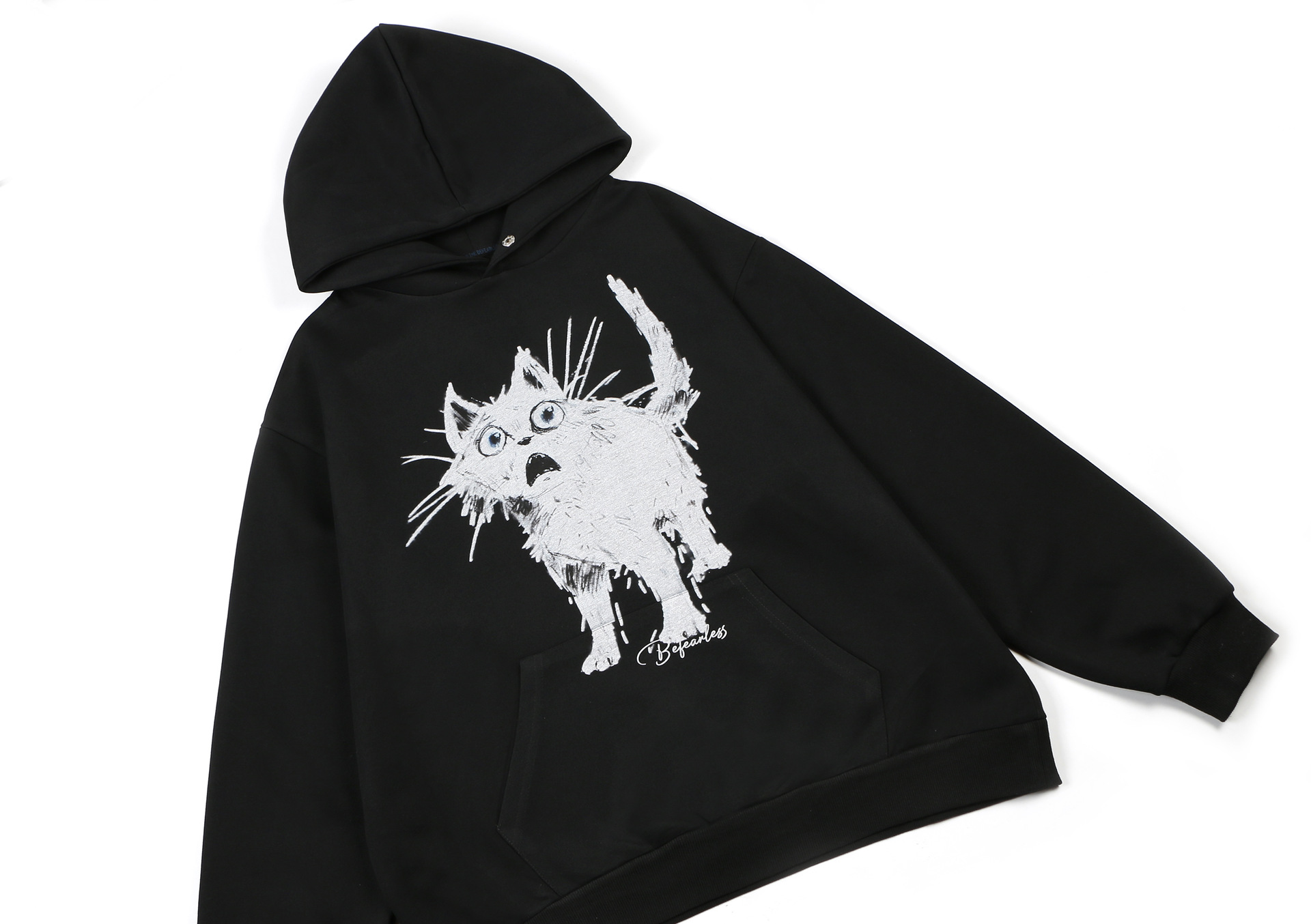Oversized Streetwear Feline Print Hoodie