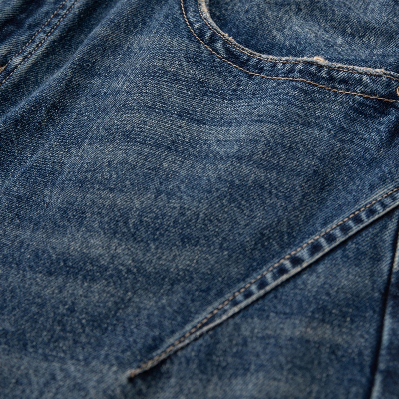 Cat-Scratch Structured Cut Casual Versatile Washed Denim Pants Men