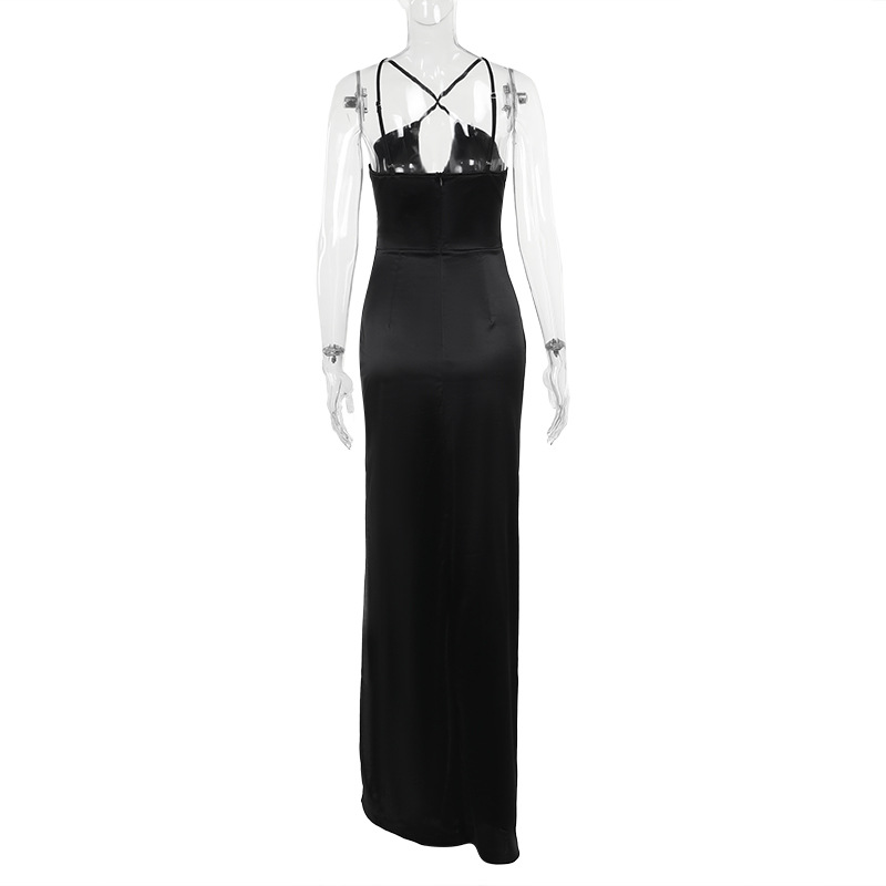 High Waist Collarless Polyester Dress
