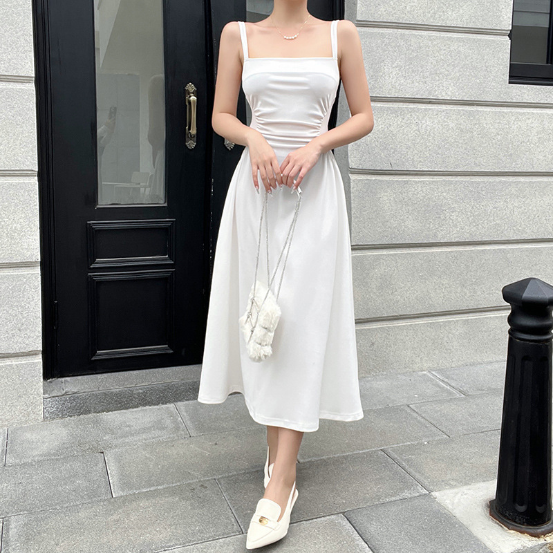 One-Shoulder Sleeveless Polyester Midi Dress