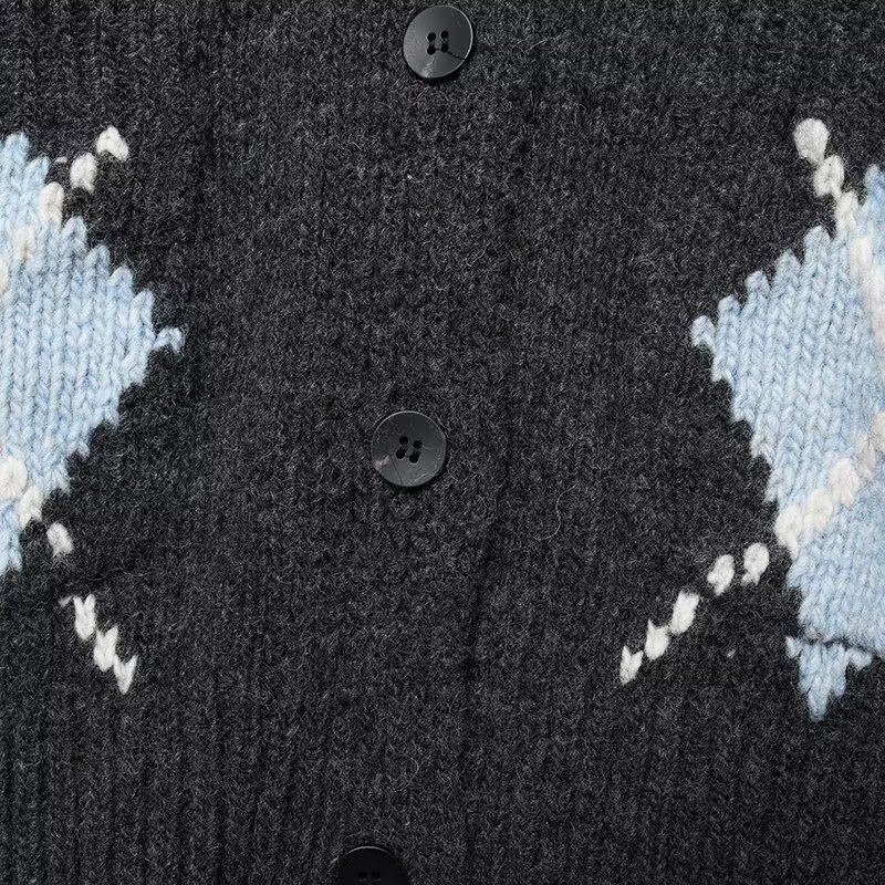 Argyle Knit Cardigan