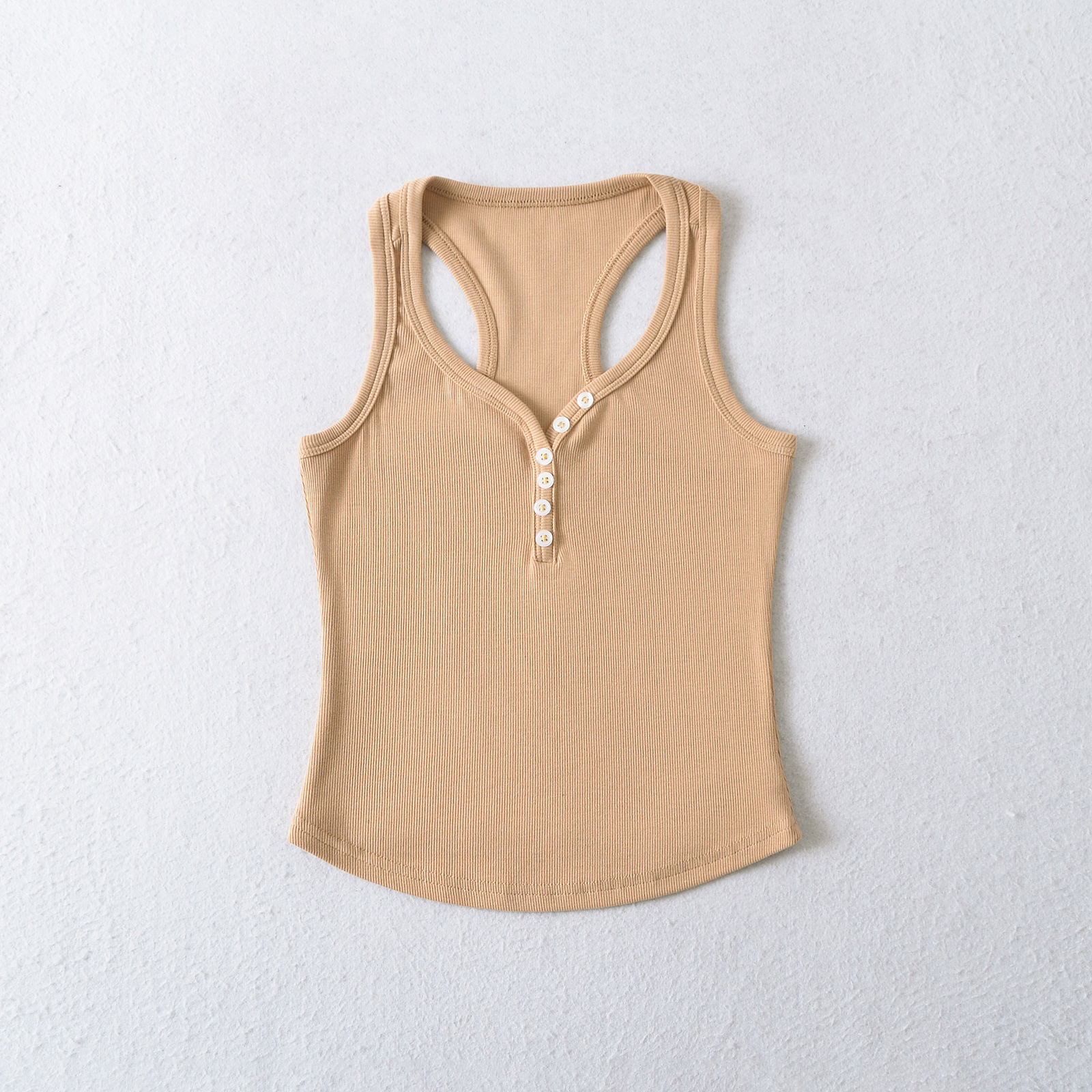 V-neck button slim fit I-shaped vest