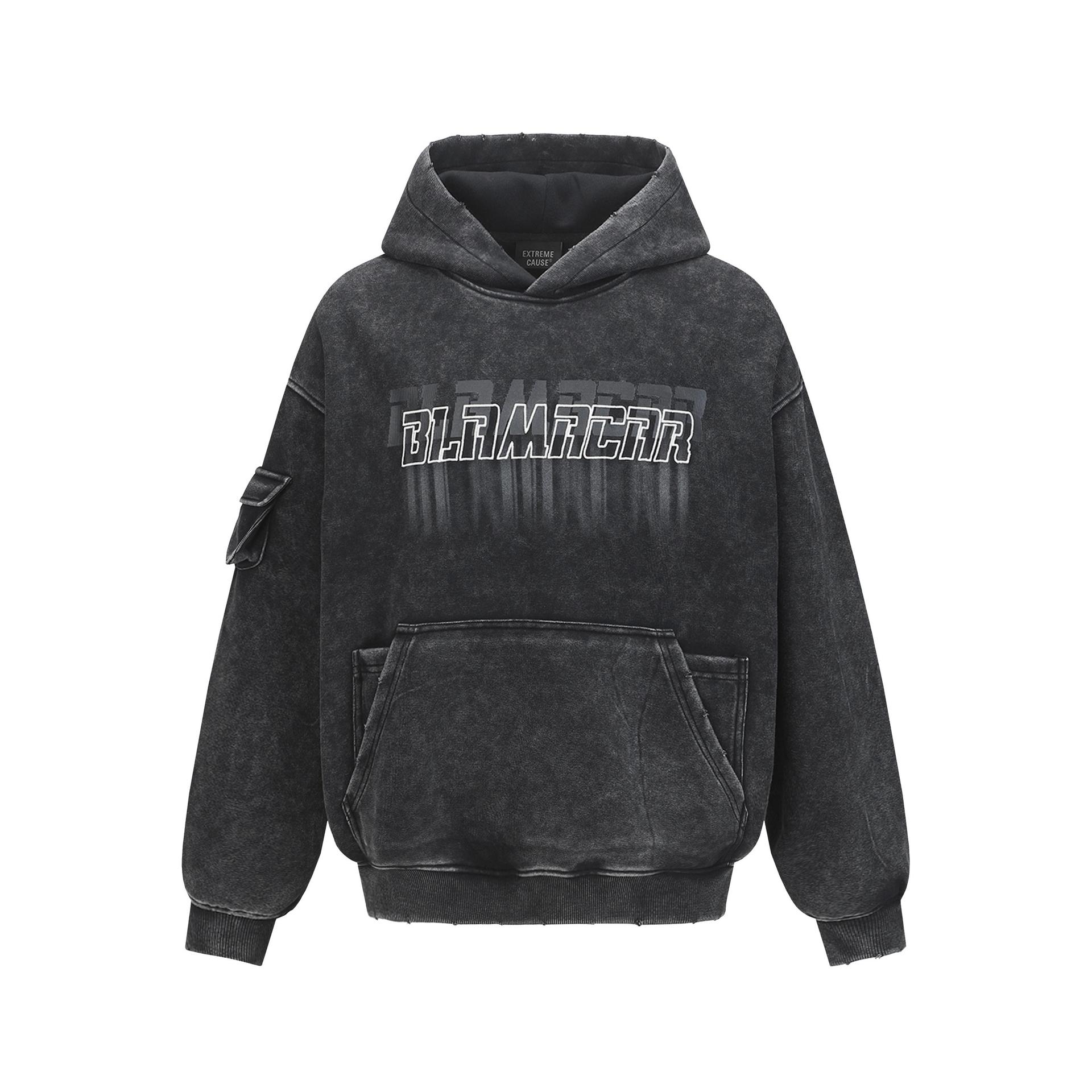 Retro Graphic Faded Cotton Polyester Hoodie
