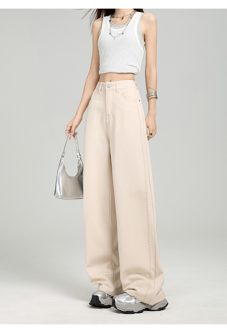 Straight Leg Jeans for Women Denim Pants Beige Color Comfortable and Versatile Fit