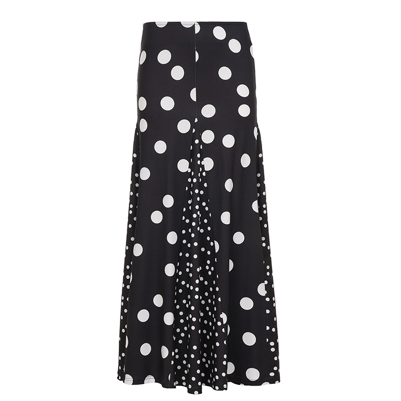 Retro Spot Print Paneled Swing Maxi Dress