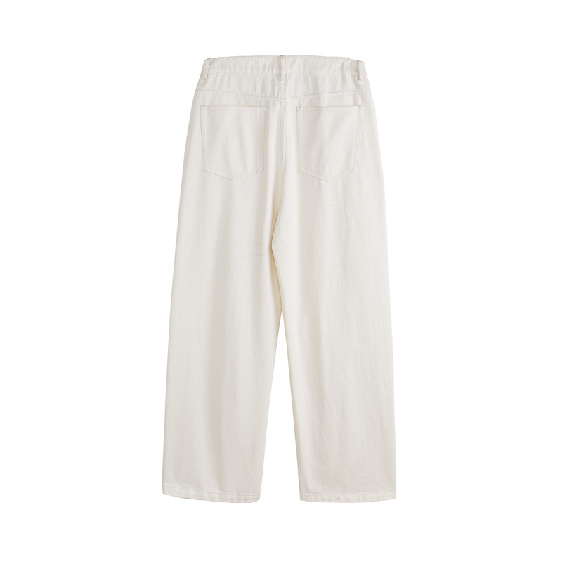 Solid Color Straight Leg Regular Waist Button Casual Regular Fit