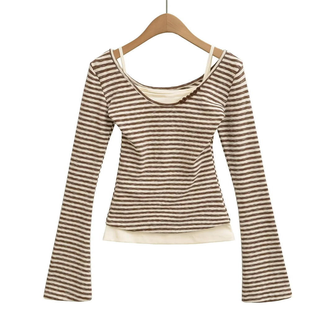 Ladies Asymmetric Vertical Fluted Slim Top