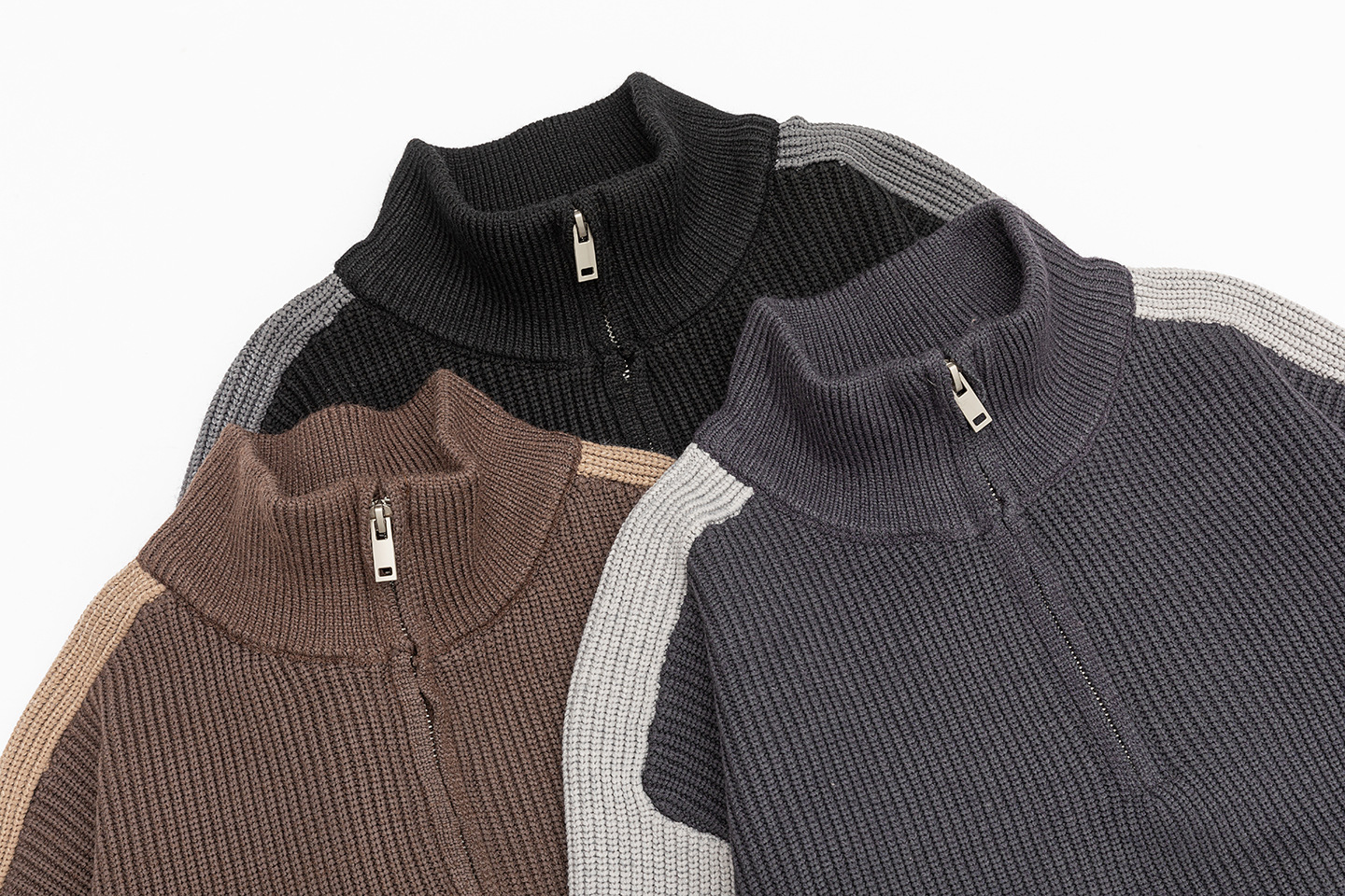 Unisex Loose Fit Long Sleeve Funnel Neck Sweater