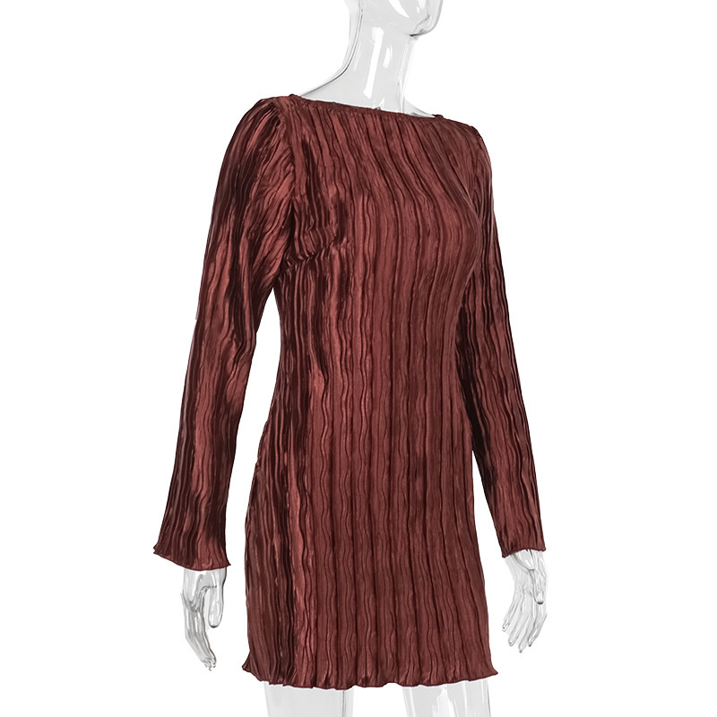 High Waist Round Neck Full Sleeve Pencil Dress