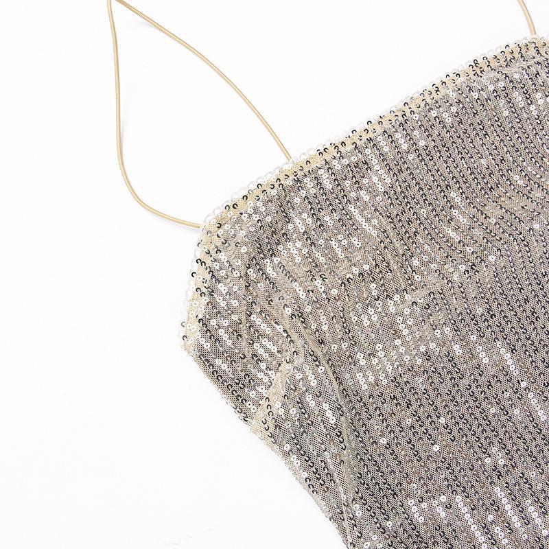 Square Neck Sleeveless Knit Fitted Embellished Dress