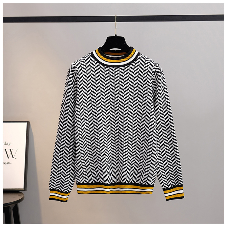 Ladies Chunky Long Sleeve Hedging Sweater