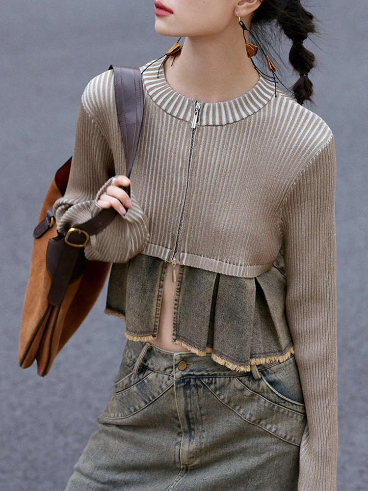 Textured Front Closure Cardigan With Gathered Bottom