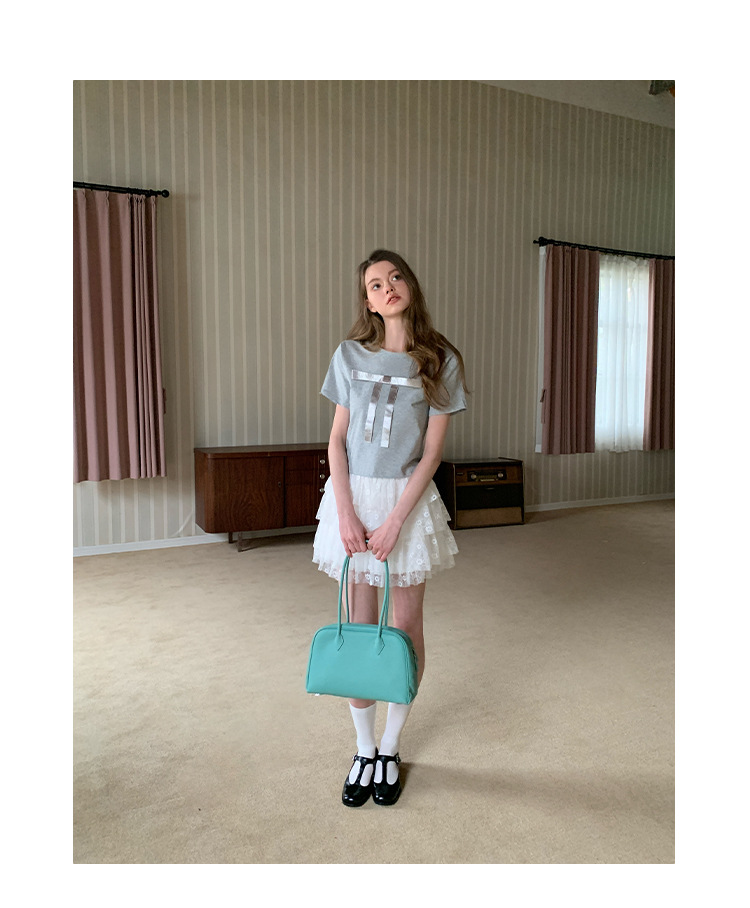 Ladies' Body-Hugging Round Neck Tie Front T-shirt