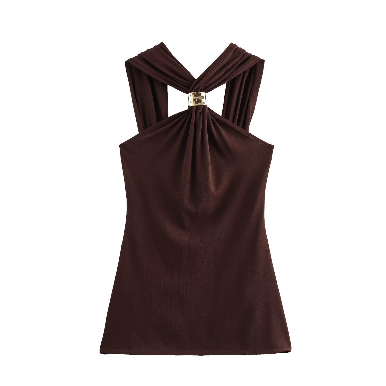 Ladies Tailored Metallic Trim Cowl Tank Top