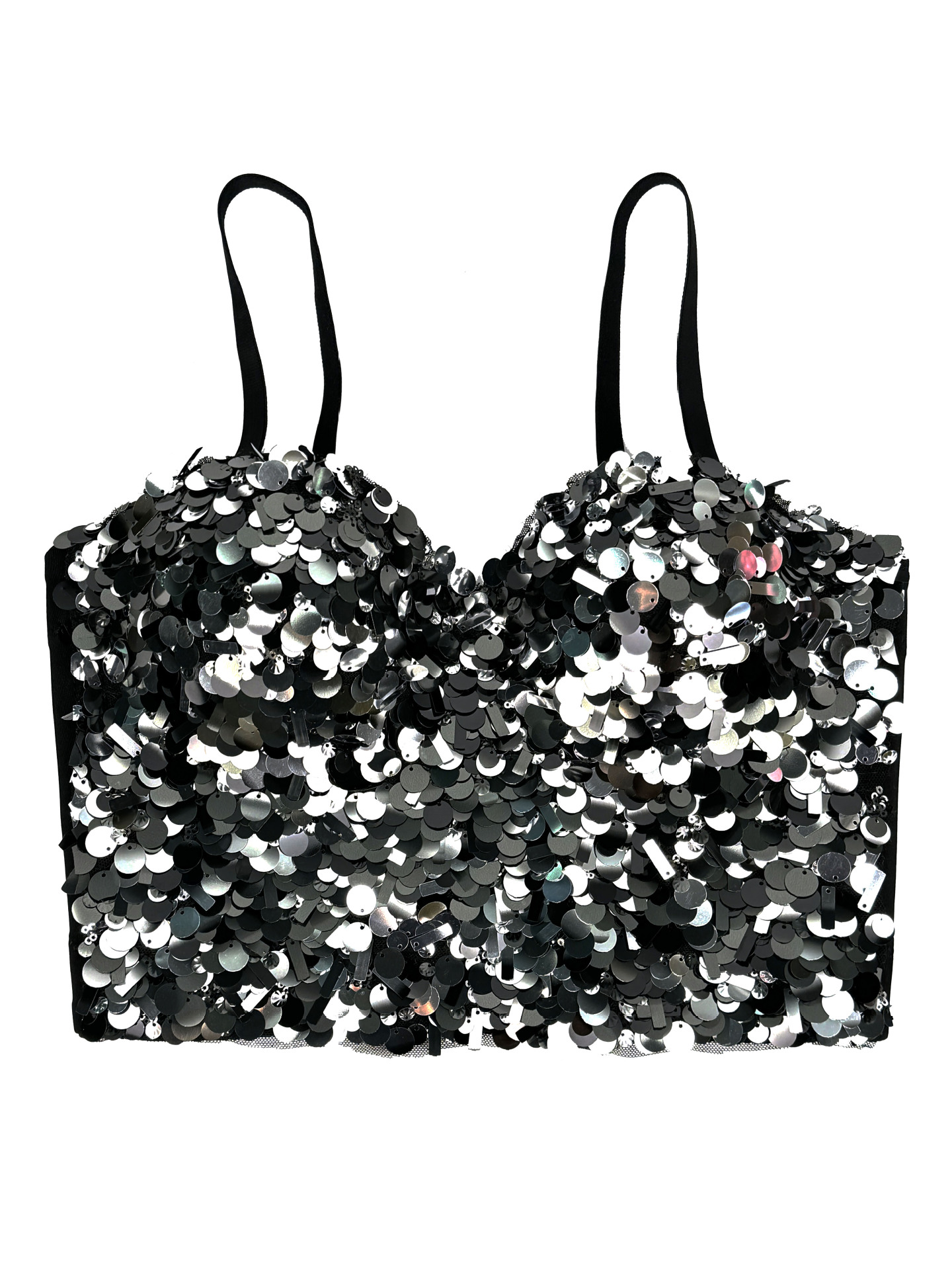 Shiny Sequin Strapless Top Heavy Work Sexy Outerwear Backless Body Shaping Boned Bra Party Performance