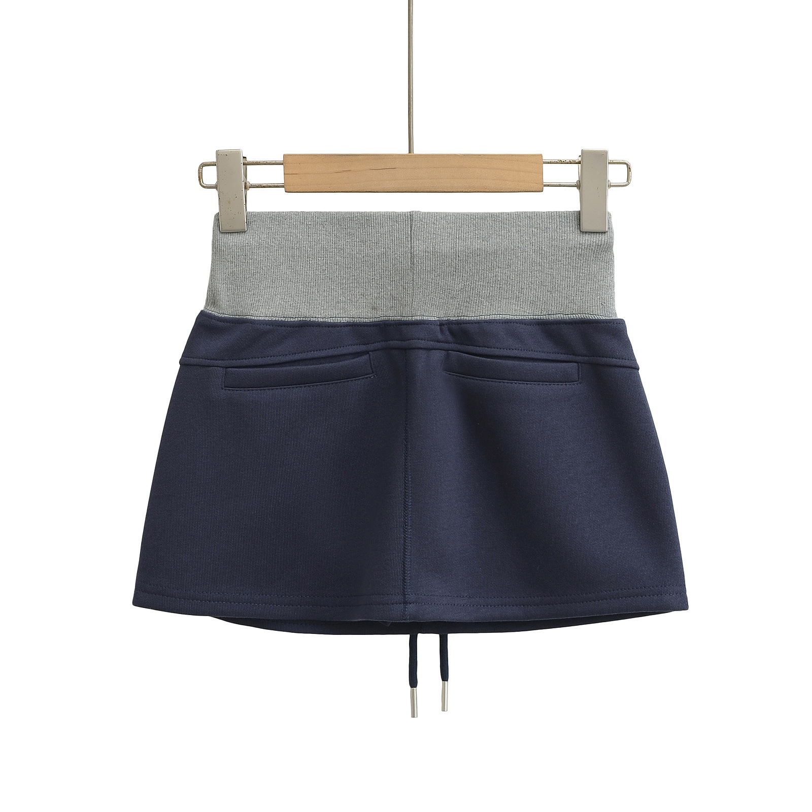 High waisted elastic waisted drawstring skirt, short skirt