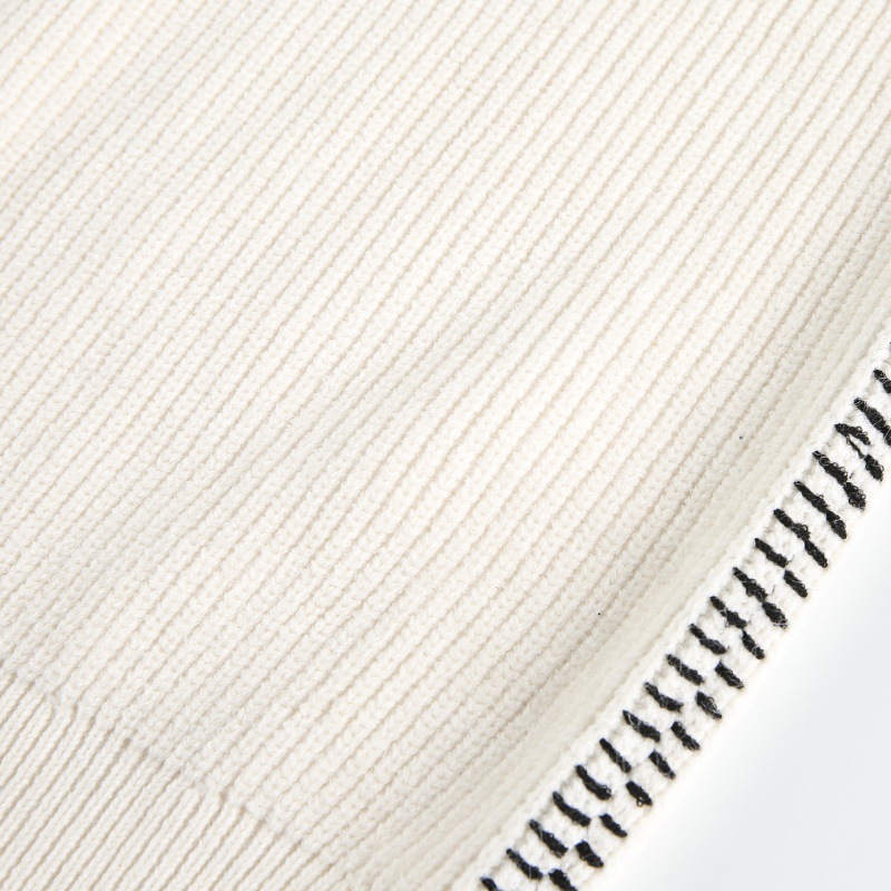Block Hand Stitching Henley Collar Design Loose Knitwear