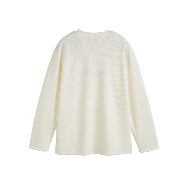 Loose Round Neck Long Sleeve T-Shirt for Men and Women
