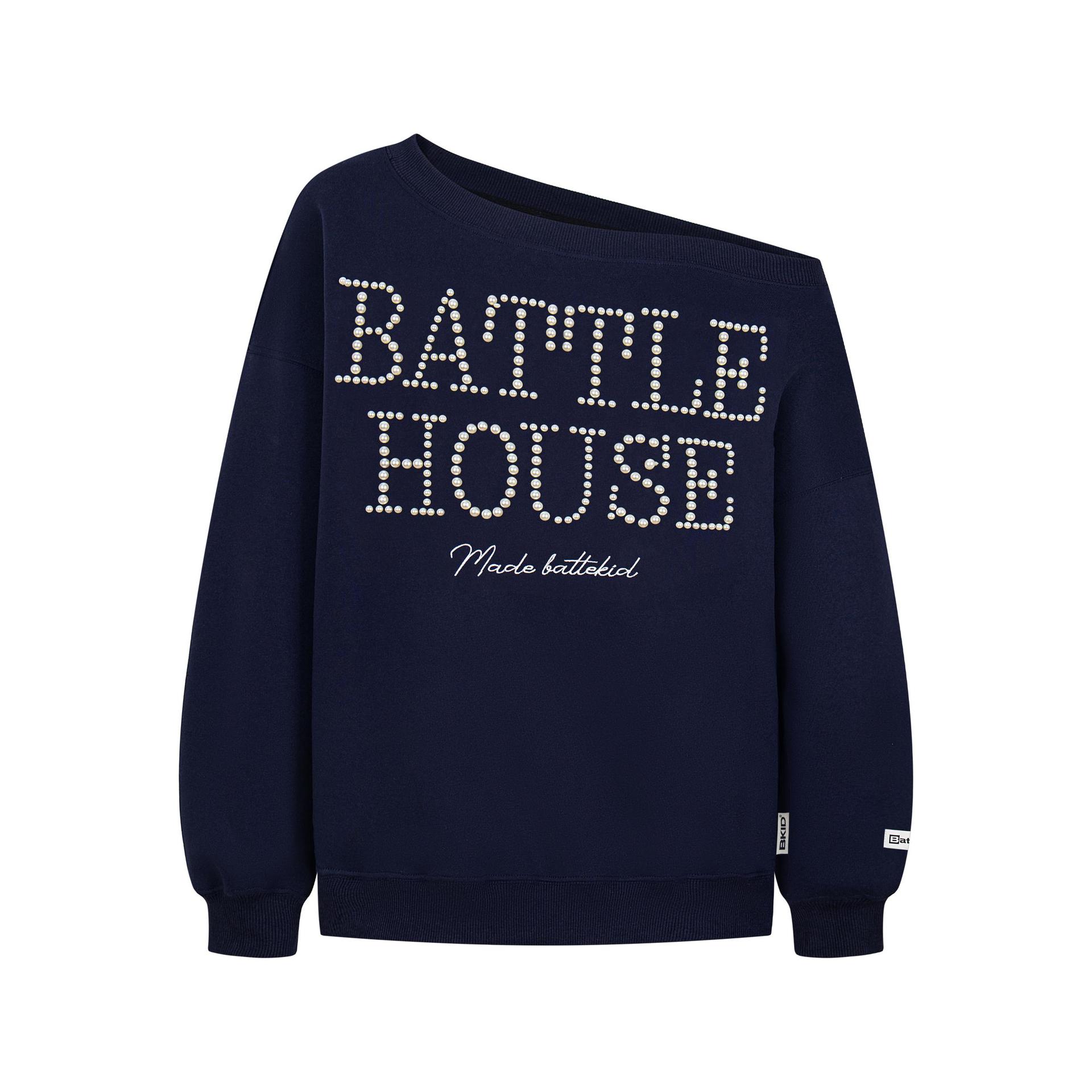 Cotton Asymmetric Monogram Embellished Hoodie